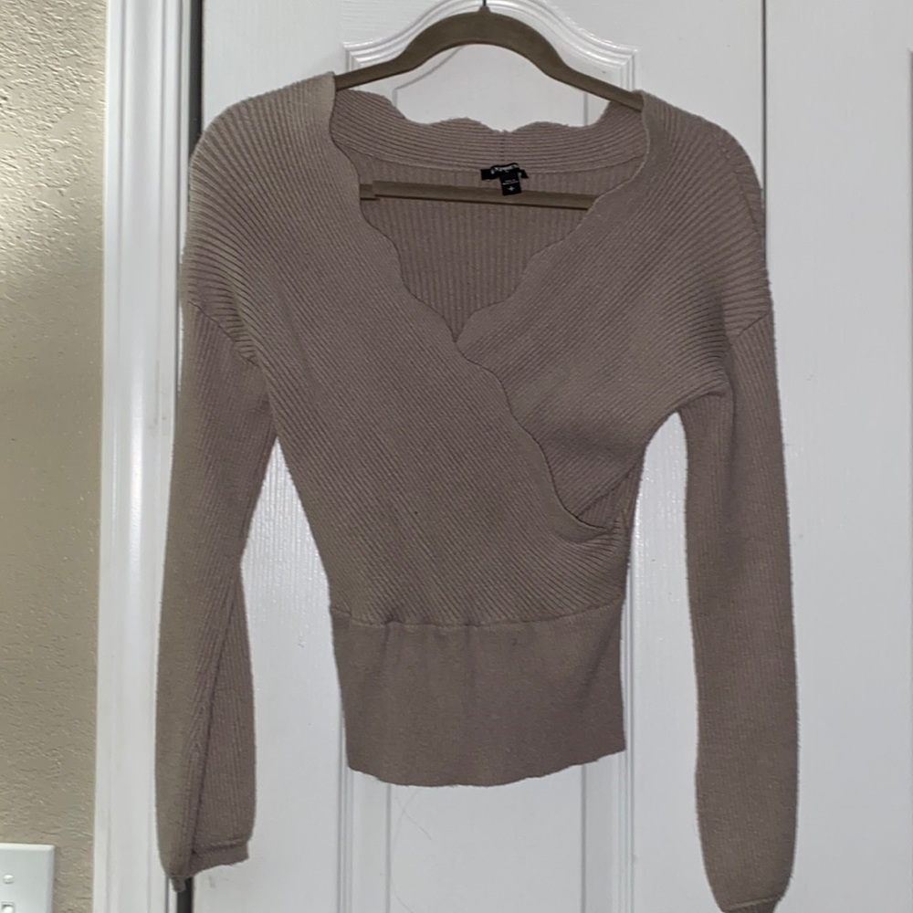 scallop cris cross sweater